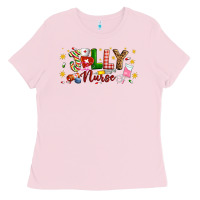 Bubblegum Pink Christmas jolly nurse Ladies Tee - Artiststas