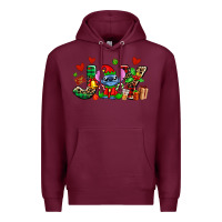 Burgundy joy with christmas elf stitch Premium Hoodie - AdoDesignShop