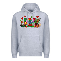 Heather Grey joy with christmas elf stitch Premium Hoodie - AdoDesignShop