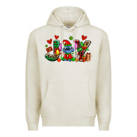 Oatmeal Heather joy with christmas elf stitch Premium Hoodie - AdoDesignShop
