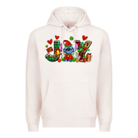 Pale Pink joy with christmas elf stitch Premium Hoodie - AdoDesignShop