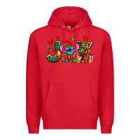 Red joy with christmas elf stitch Premium Hoodie - AdoDesignShop
