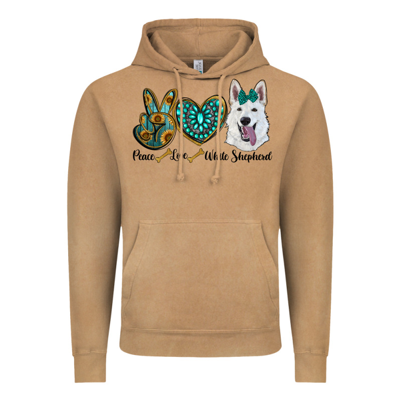 Peace Love White Sepherd Vintage Hoodie by BarkalooDesign | Teevron