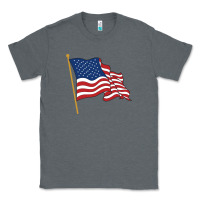 Charcoal Heather American flag Classic Tee - linhVisuals