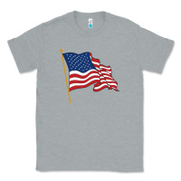 Heather Grey American flag Classic Tee - linhVisuals
