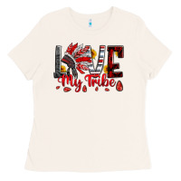Bone red black grey white love my tribe indian headdres Ladies Tee - Artiststas