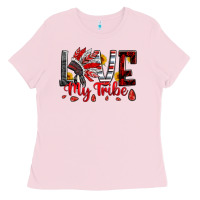 Bubblegum Pink red black grey white love my tribe indian headdres Ladies Tee - Artiststas