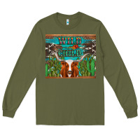 Army Green whild child longhorn  cactus cowhide Long Sleeve Tee - Artiststas