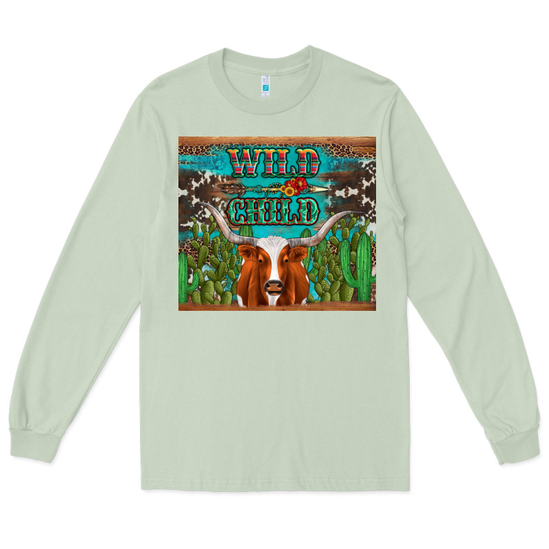 Whild Child Longhorn  Cactus Cowhide Long Sleeve Tee by Artiststas | Teevron