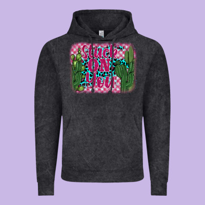 Stuck On You Cactus Vintage Hoodie Designed By Barkaloodesign