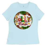 Baby Blue Christmas Jolly Nurse Ladies Tee - Artiststas
