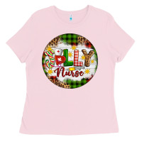 Bubblegum Pink Christmas Jolly Nurse Ladies Tee - Artiststas