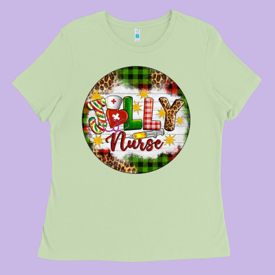 Christmas Jolly Nurse Ladies Tee Designed By Artiststas