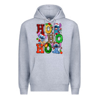 Heather Grey ho ho ho stitch Premium Hoodie - AdoDesignShop