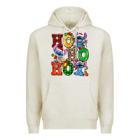 Oatmeal Heather ho ho ho stitch Premium Hoodie - AdoDesignShop