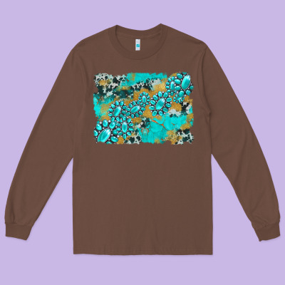 Gemstone Cowhide Glitter Background Long Sleeve Tee Designed By Artiststas