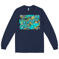 Navy gemstone cowhide glitter background Long Sleeve Tee - Artiststas