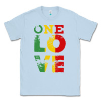 Dusty Blue one love rasta reggae Classic Tee - linhVisuals