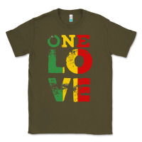 Army Green one love rasta reggae Classic Tee - linhVisuals