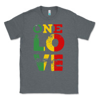 Charcoal Heather one love rasta reggae Classic Tee - linhVisuals