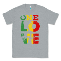 Heather Grey one love rasta reggae Classic Tee - linhVisuals