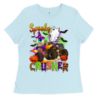 Baby Blue spooky cruhser with monster truck Ladies Tee - Artiststas