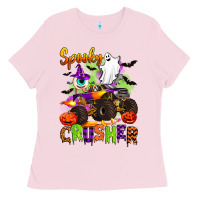 Bubblegum Pink spooky cruhser with monster truck Ladies Tee - Artiststas