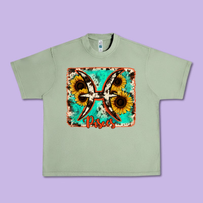 Pisces Turquoise Cowhide Urban Heavy Tee Designed By Ranaportraitstore