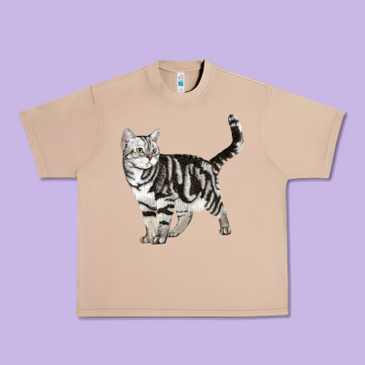 American Shorthair Cat Urban Heavy Tee Designed By Lillyallendesigns