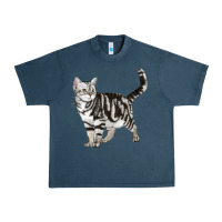 Midnight Navy American Shorthair Cat Urban Heavy Tee - LillyAllenDesigns