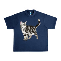 Navy American Shorthair Cat Urban Heavy Tee - LillyAllenDesigns