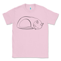 Bubblegum Pink Sleeping Cat Line Art Classic Tee - linhVisuals