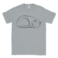 Heather Grey Sleeping Cat Line Art Classic Tee - linhVisuals
