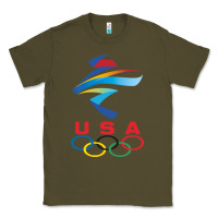 Army Green USA OLYMPIC RINGS Classic Tee - linhVisuals