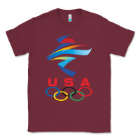 Burgundy USA OLYMPIC RINGS Classic Tee - linhVisuals
