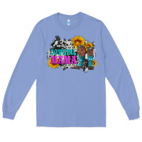 Colony Blue cowgirl mama with boots and sunflowers and cowhide Long Sleeve Tee - Artiststas