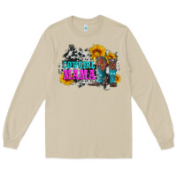 Mushroom cowgirl mama with boots and sunflowers and cowhide Long Sleeve Tee - Artiststas