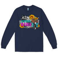 Navy cowgirl mama with boots and sunflowers and cowhide Long Sleeve Tee - Artiststas