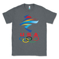 Charcoal Heather USA OLYMPIC RINGS Classic Tee - linhVisuals