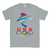 Heather Grey USA OLYMPIC RINGS Classic Tee - linhVisuals