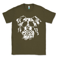 Army Green border collie dog t  shirt border collie with sunglasses cool dog t  s Classic Tee - linhVisuals
