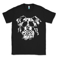 Black border collie dog t  shirt border collie with sunglasses cool dog t  s Classic Tee - linhVisuals