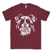 Burgundy border collie dog t  shirt border collie with sunglasses cool dog t  s Classic Tee - linhVisuals