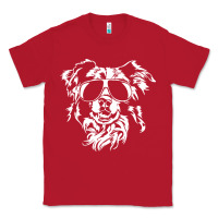 Red border collie dog t  shirt border collie with sunglasses cool dog t  s Classic Tee - linhVisuals