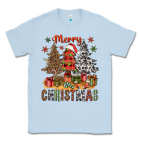 Dusty Blue merry christmas with western trees bbs Classic Tee - BundleAndBundleShop