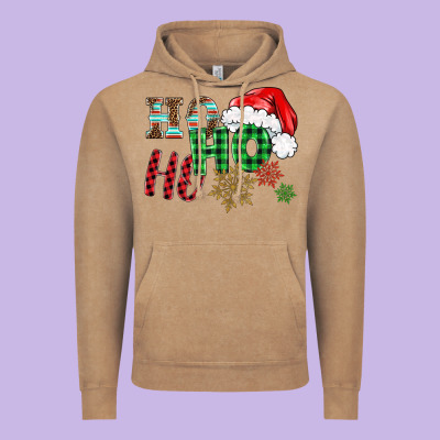 Ho Ho Ho Christmas Vintage Hoodie Designed By Barkaloodesign
