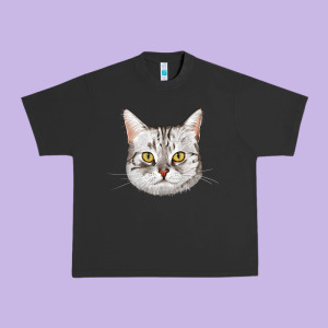 American Shorthair Cat Face Urban Heavy Tee Designed By Lillyallendesigns