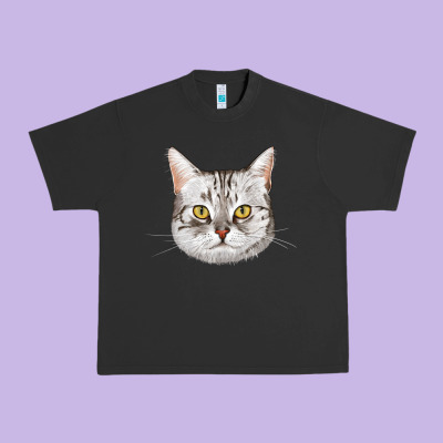 American Shorthair Cat Face Urban Heavy Tee Designed By Lillyallendesigns