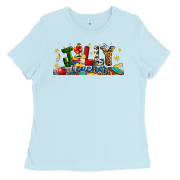 Baby Blue Christmas Jolly Teacher Ladies Tee - Artiststas