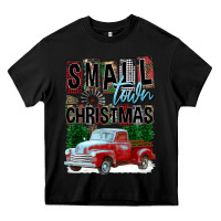 Black Small Town Christmas Heavy Core Tee - FaDigitalArtStudio